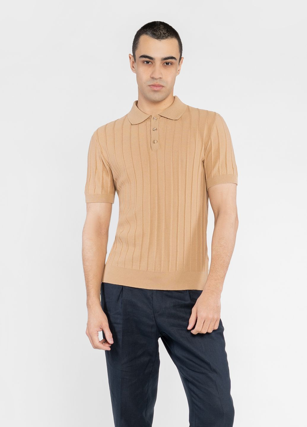 Бежевая футболка-поло мужское бежевое для мужчин Arber