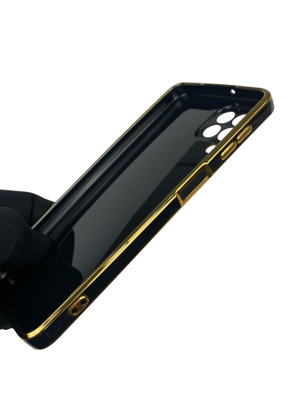 Чохол для Galaxy A22 4G (SM-A225F) з кільцем MagSafe із золотою окантовкою на самсунг а22 чорний gs1 Samsung (366230044)