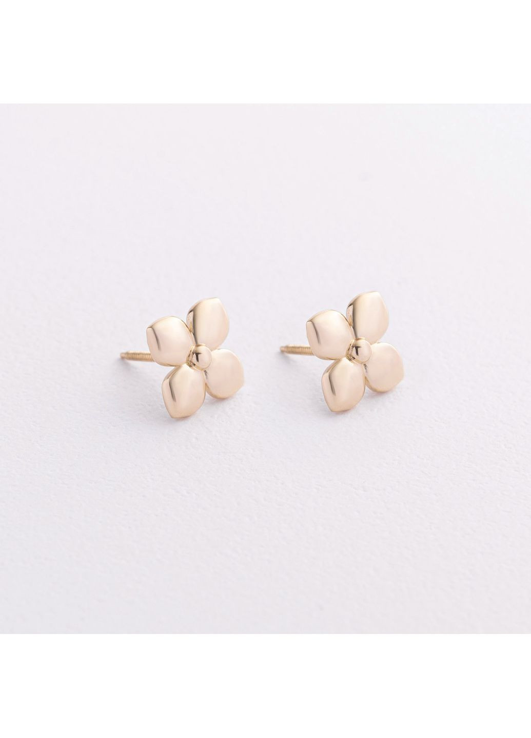 Cерьги - пусеты Клевер в желтом золоте с09616 Oniks (372184662)