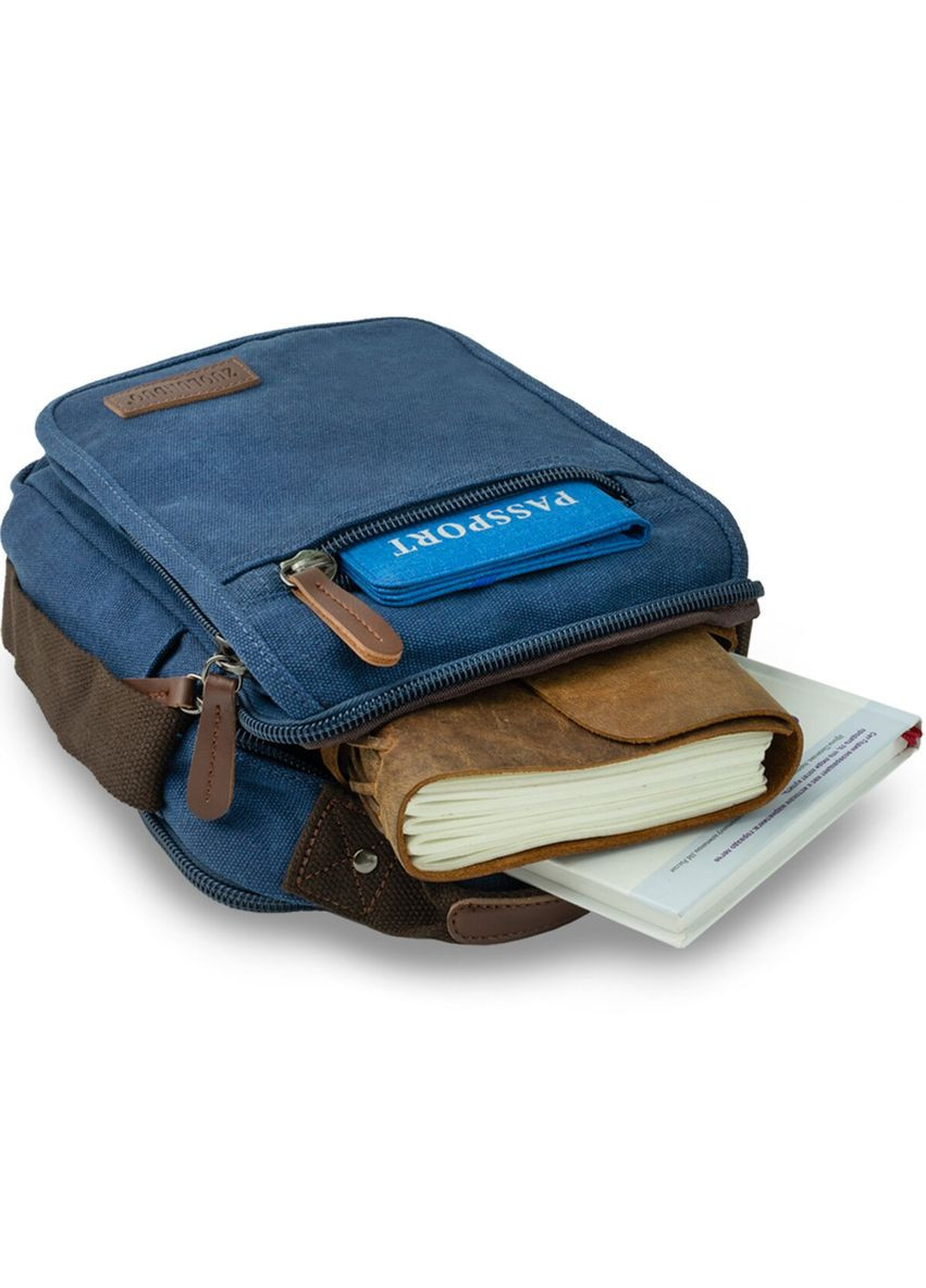 Сумка мужская через плечо на два отделения 20201 Синяя Vintage (302009241)