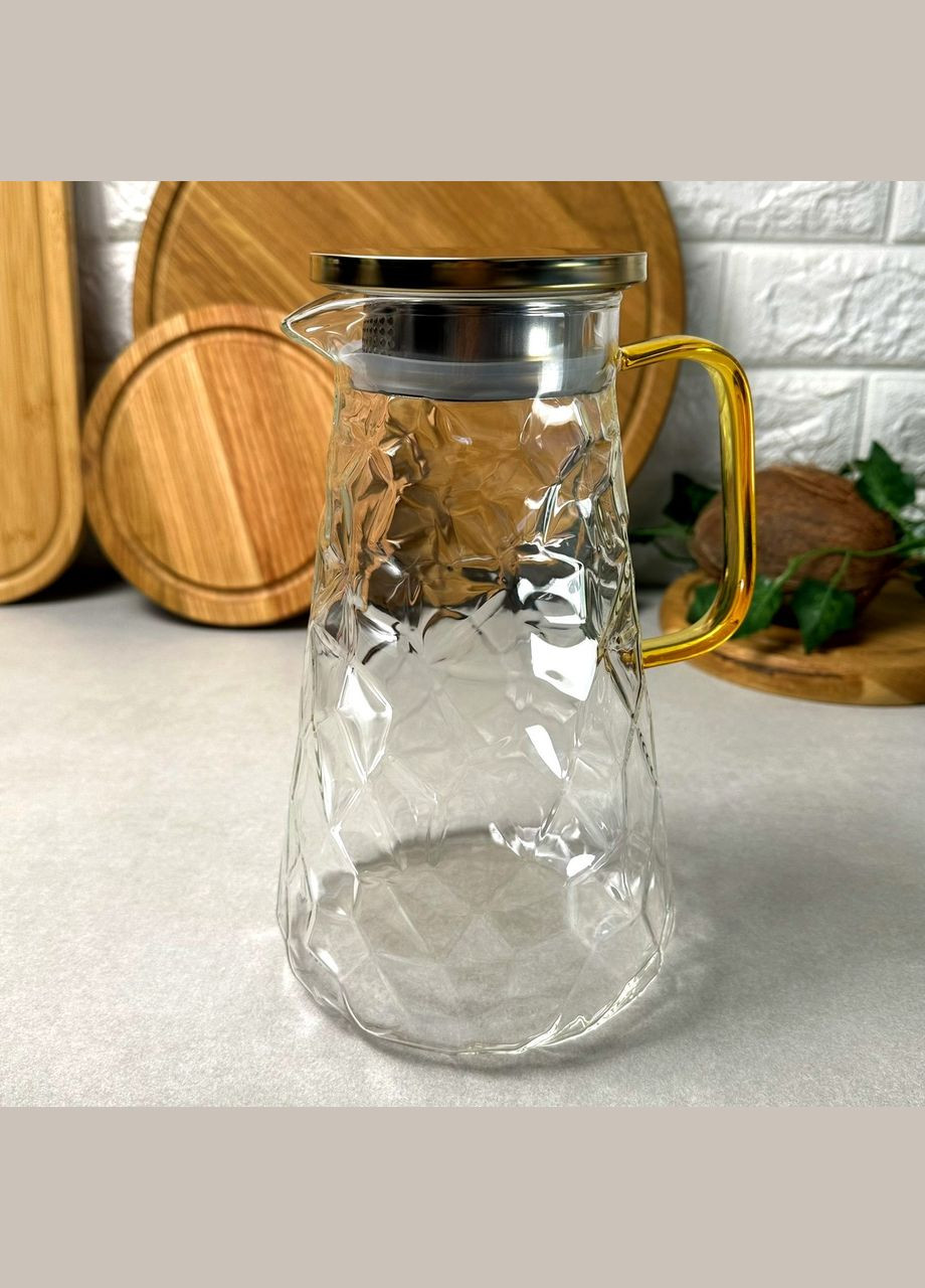 Скляний глечик 1.8 л із золотистою кришкою Bojo No Brand (303212441)