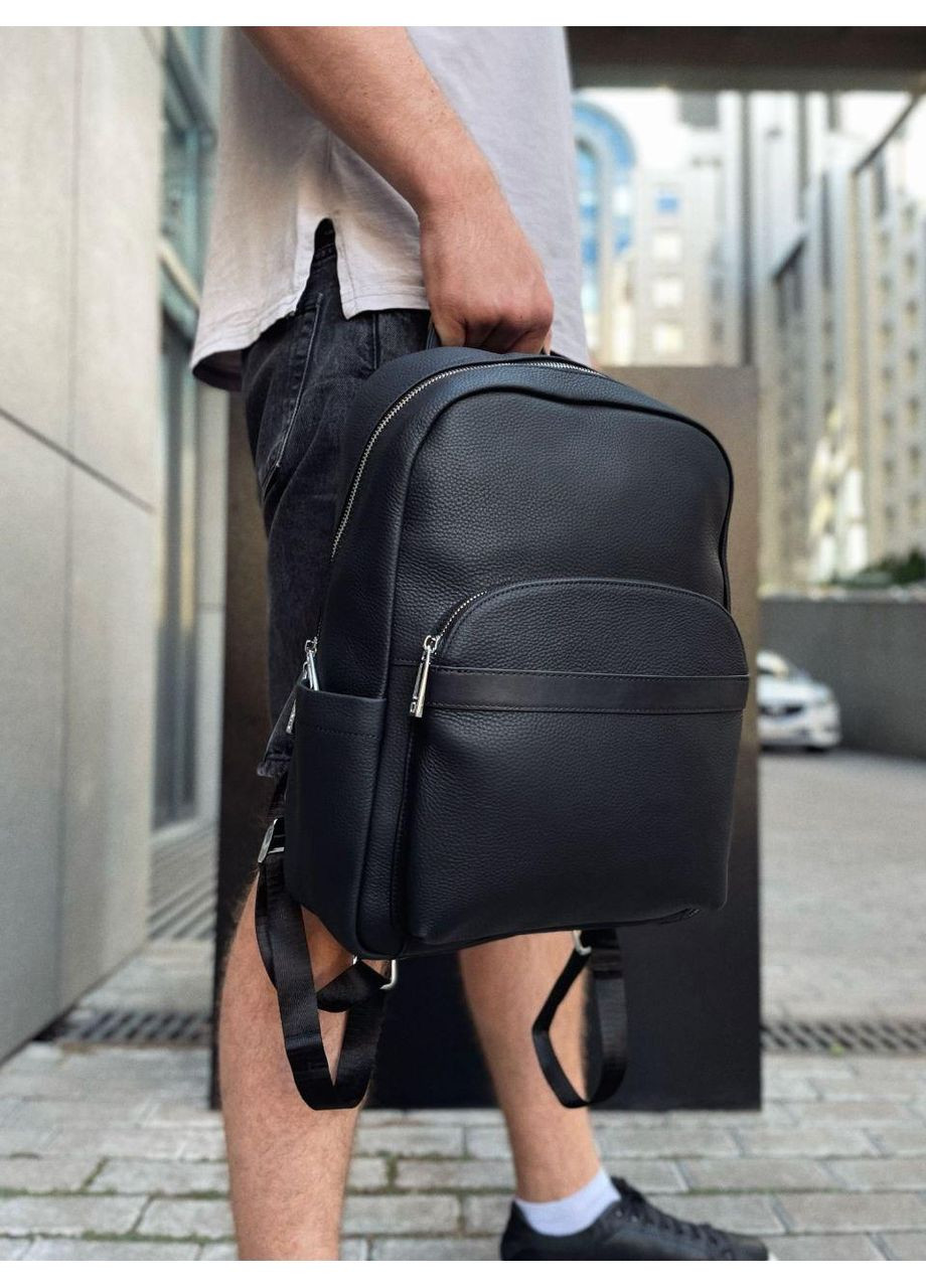 Мужской городской кожаный рюкзак 28х39х15, сумка наплечная для работы и путешествий 60320 черная Tiding Bag (369155180)