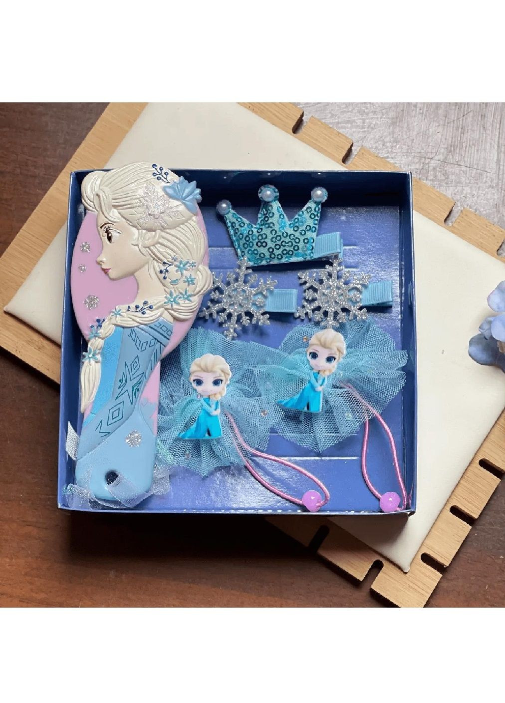 Детский подарочный набор комплект аксессуаров резинок заколок для волос с расческой холодное сердце (478735-Prob) Эльза Unbranded (311195907)