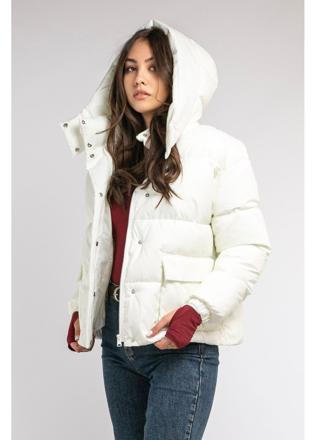 Молочна зимня куртка зимова з кишенями dd CHICLY