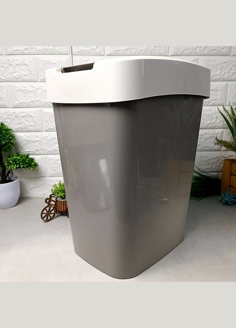 Прямоугольное мусорное ведро 25 л с плоской крышкой Какао Алеана (364195637)