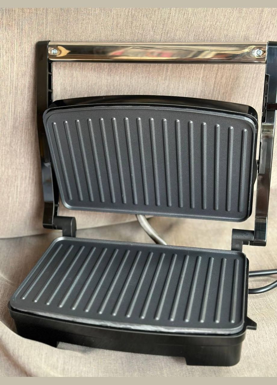 Прижимной контактный домашний электрический гриль G753 с антипригарным покрытием 750Вт Серый Grunhelm (302659768)