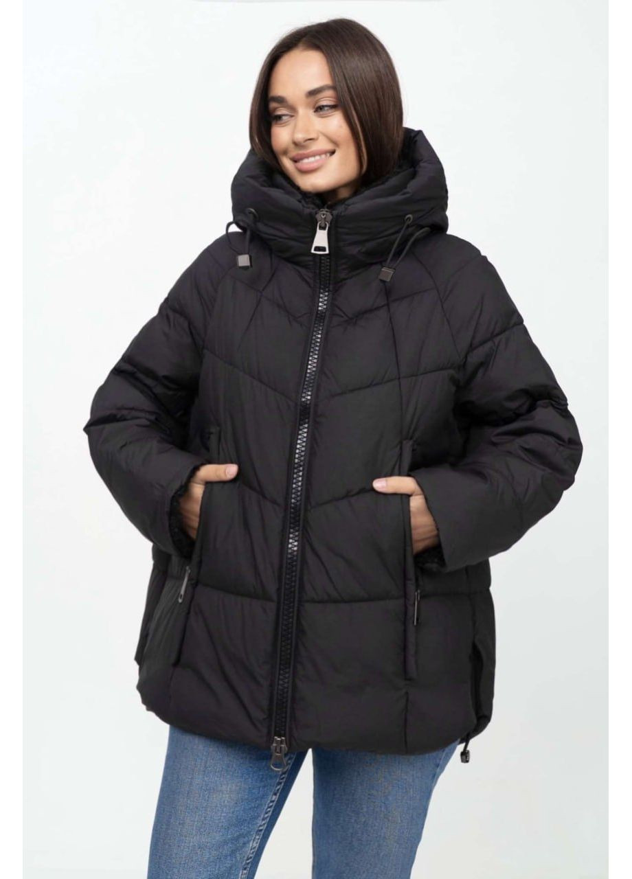 Кофейная зимняя куртка puffer с мехом Lora Duvetti