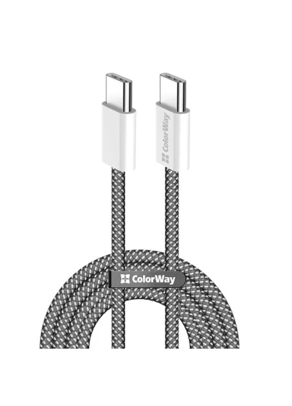 Дата кабель USB-C to USB-C 2.0m (braided cotton) (PD Fast Charging 60W) 3.0А grey (CW-CBPDCC068-GR) Colorway (399017974)