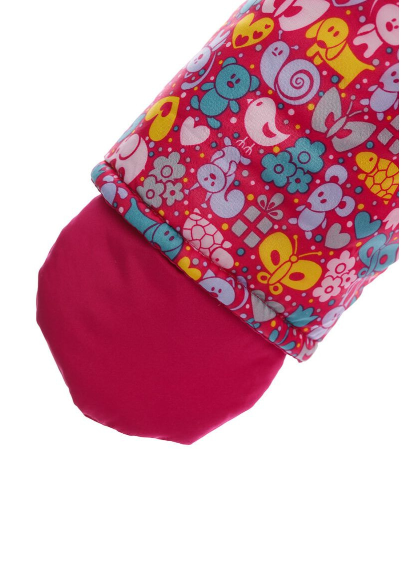 Рожевий зимній комбінезон на синтепоні для дівчинки з принтом тварин нуль підстібка білий з чорним хутро малинове 86 см (51509) BABYKROHA