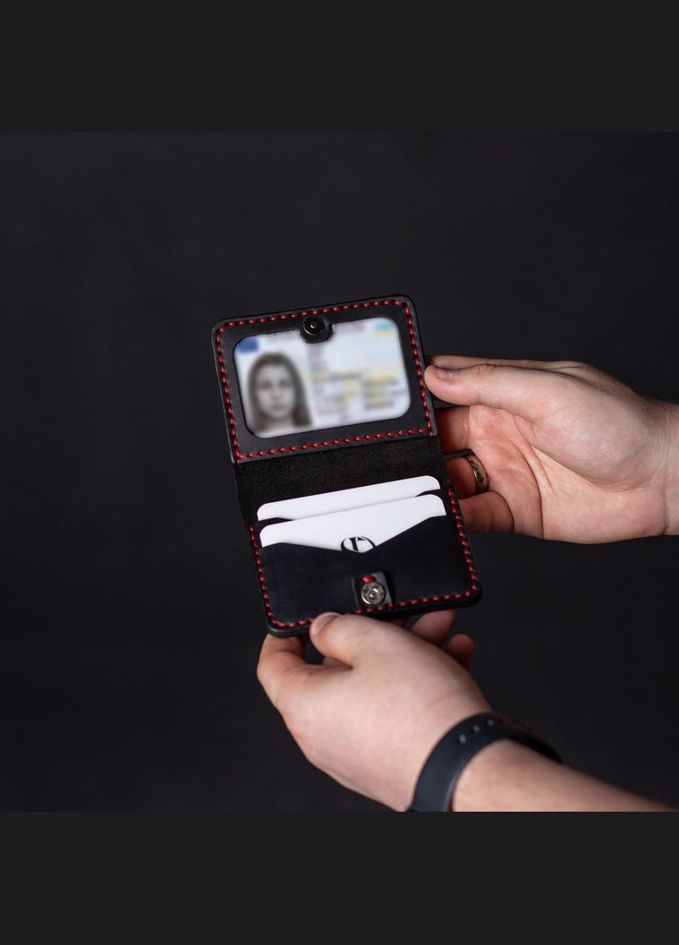 Обложка на ID паспорт черная с красной нитью SD Handmade (366577932)