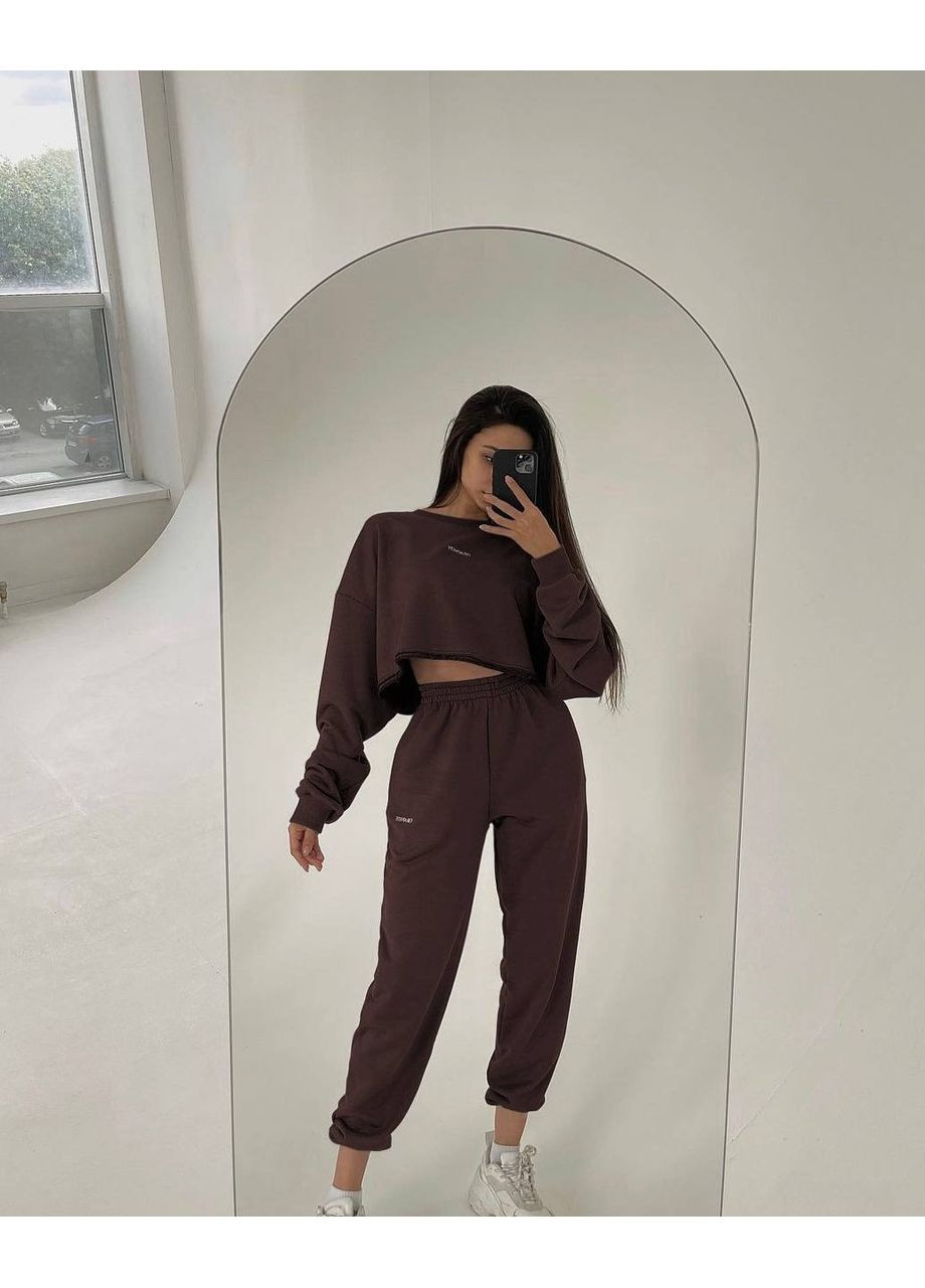 Костюм (джогеры, свитшот), цвет Коричневый No Brand (361120365)