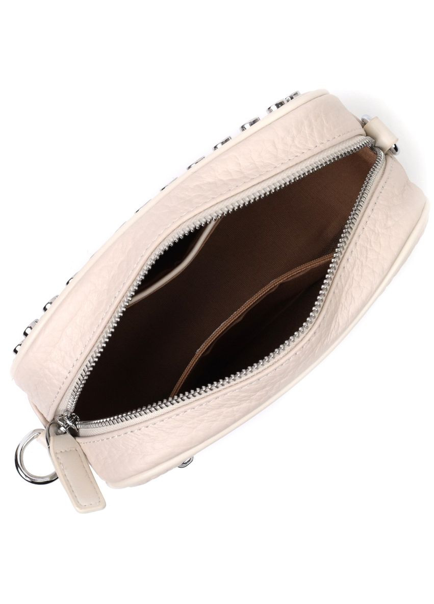 Шкіряна сумка декорована металевими кнопками 22334 Біла Vintage (331913326)