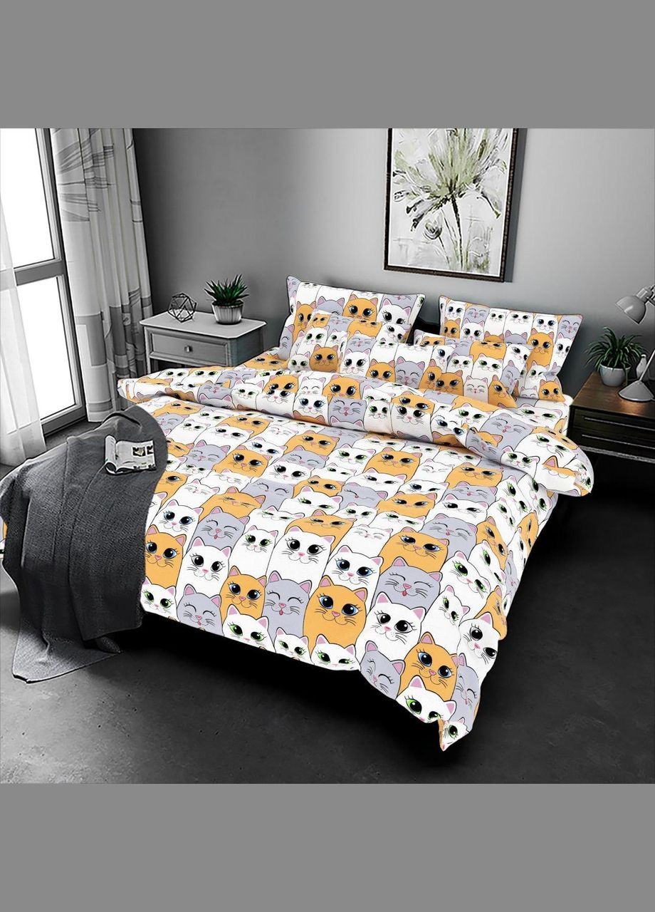 Комплект постельного белья бязь Голд размер двуспальный Котики оранжевые Vilenna (333707248)
