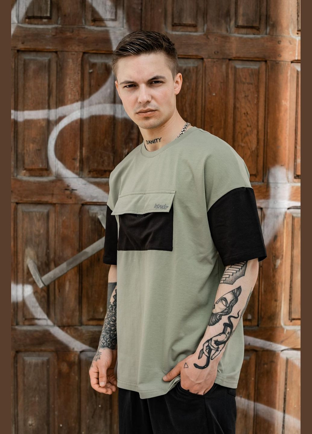 Оливковая 2 в 1 футболка + шорты трикотаж высокого качества No Brand