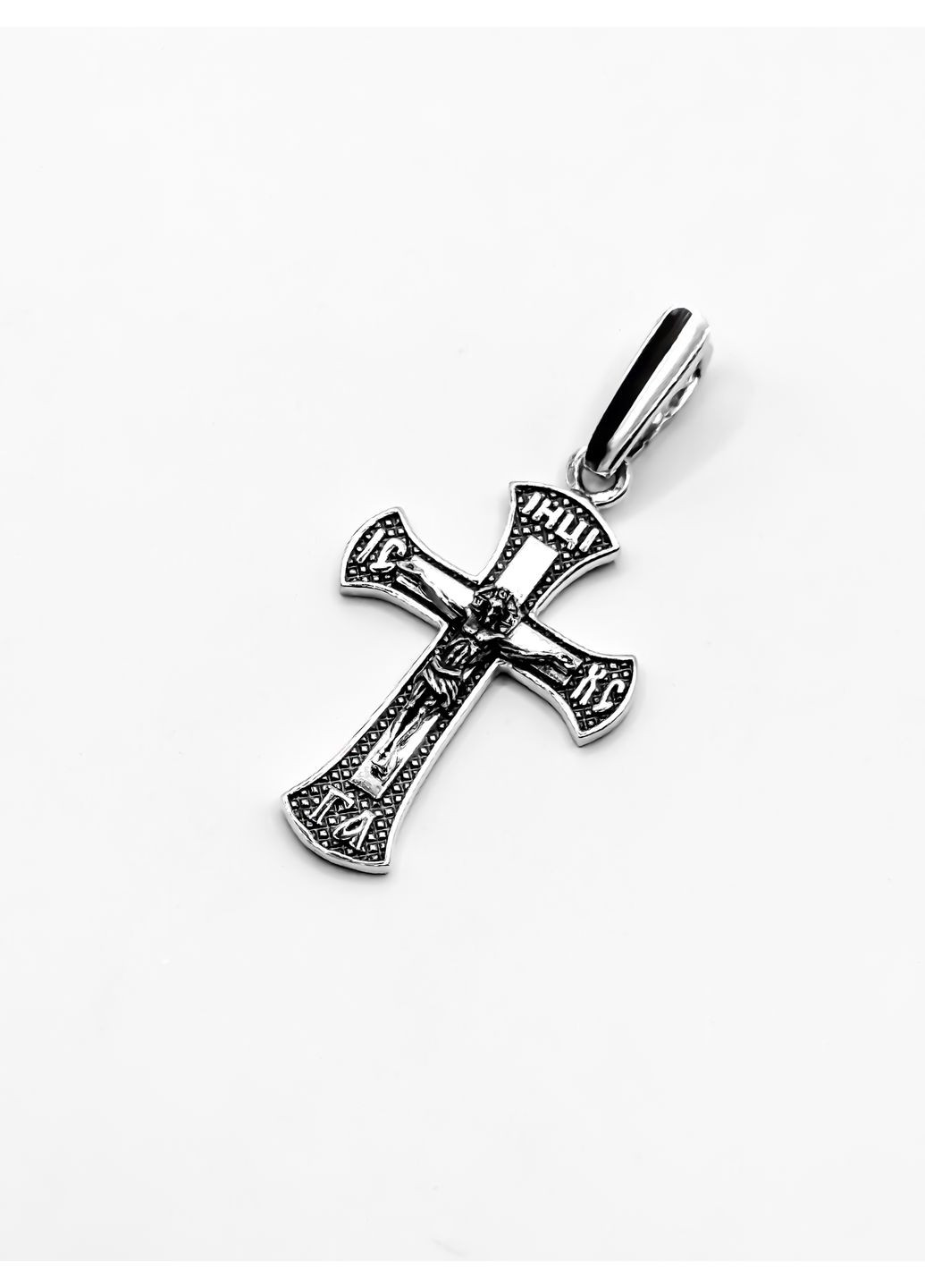 Серебряный маленький православный крестик на крещение. Кулон Спаси и Сохрани с чернением DeLoS (355877817)