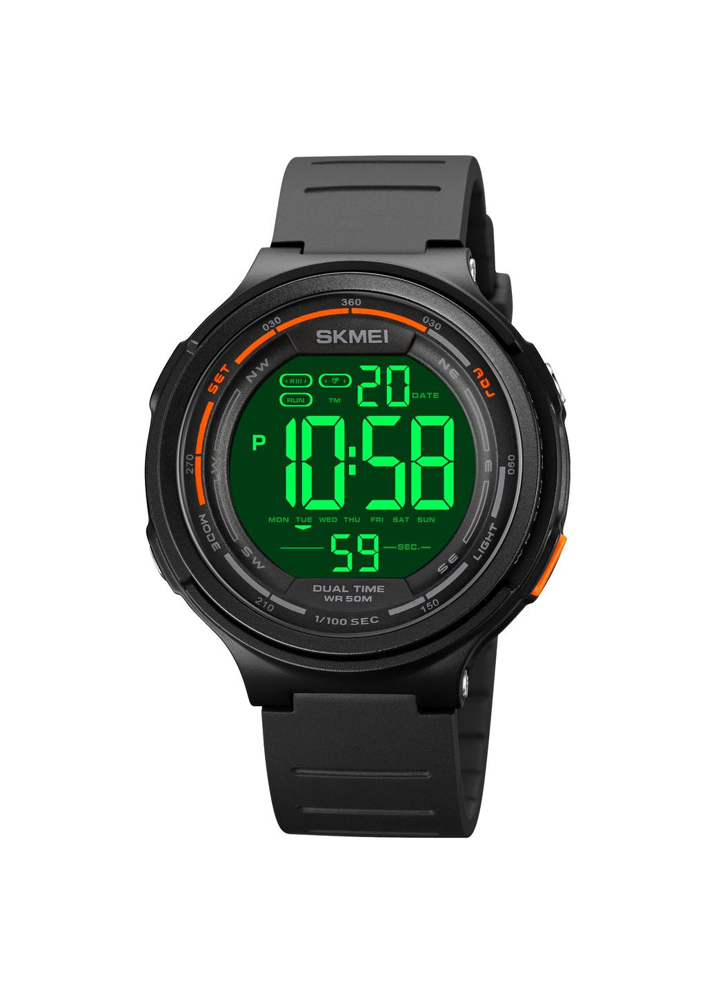 Годинник 1841BK Чорний спортивний електронний водонепроникний для чоловіків з будильником і секундоміром ProDobro (367266724)