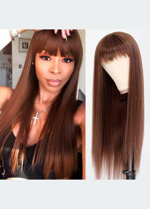 Перука рівна аніме з довгим чубчиком "Шатенка" - 70см - Каштановий Drive No Brand (322400357)