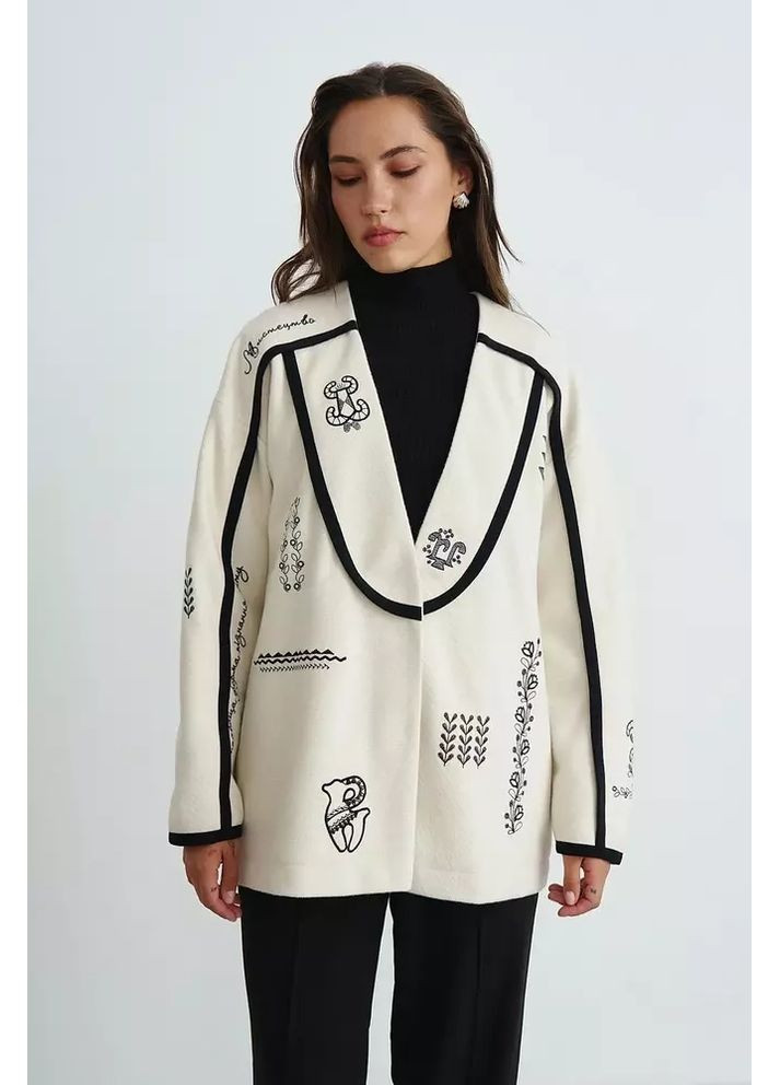 Белое Пальто-кардиган с вышивкой MKRM4303 Rica Mare
