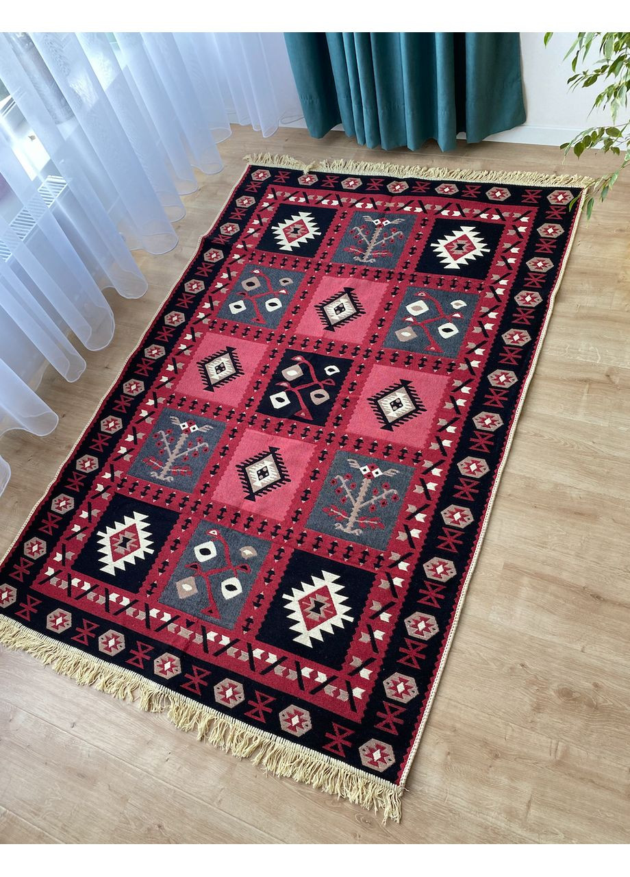 Хлопковый двусторонний ковер Shana Karde120Х180 см.Беж и красный No Brand (366293892)