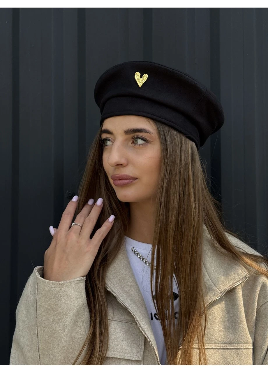 Берет жіночий кашеміровий класичний з сердечком No Brand (377411308)