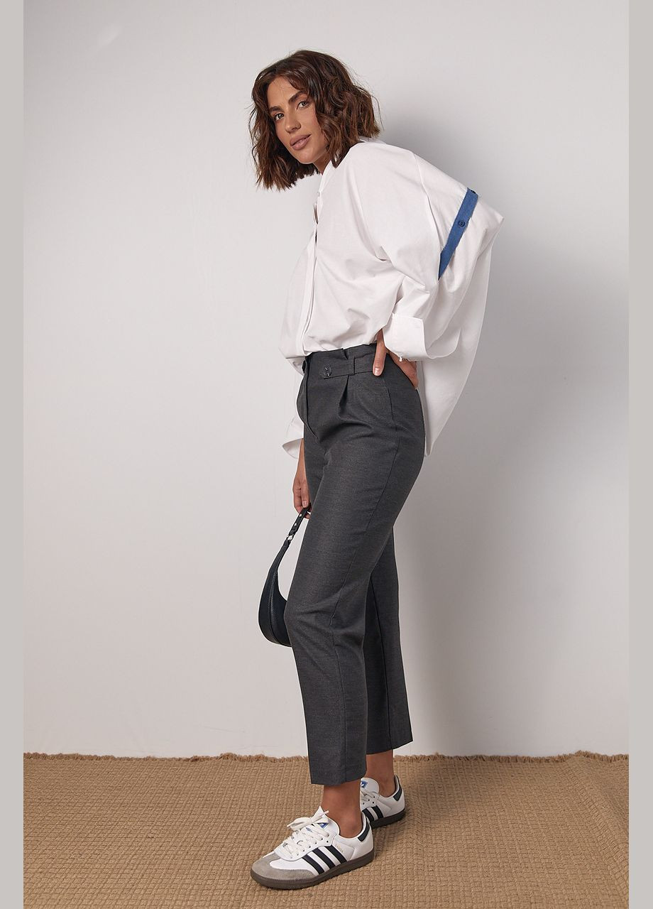 Жіночі штани з патами на поясі - темно-сірий колір, L (sku_7523) No Brand (315747065)