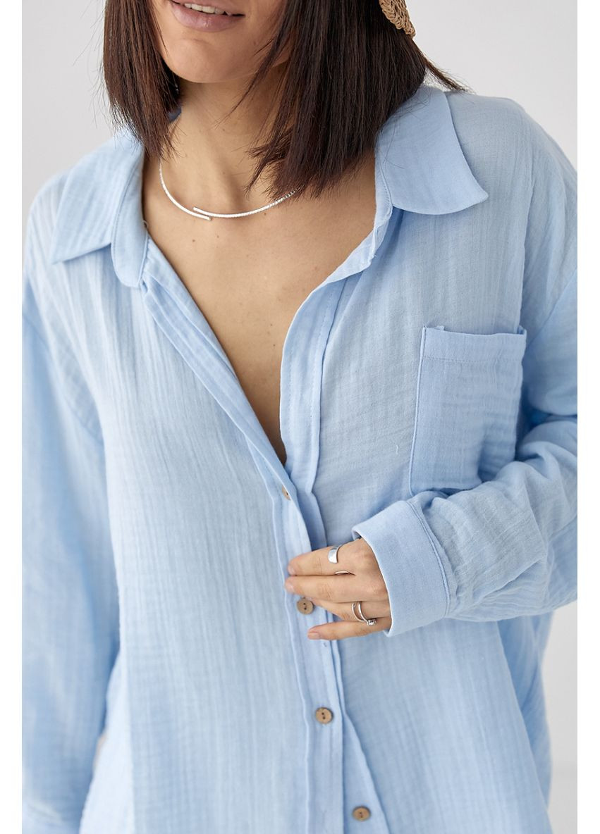 Голубой кэжуал рубашка однотонная Lurex