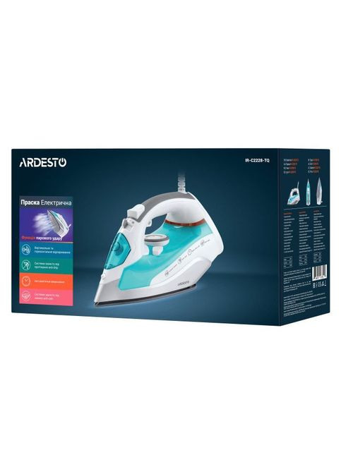Утюг IR-C2228-TQ/2200Вт/280мл/пар/ самоочистка /антикапля /керам (IR-C2228-TQ) Ardesto IR-C2228-TQ/2200Вт/280мл/пар/ самоочищення /антика (354228267)
