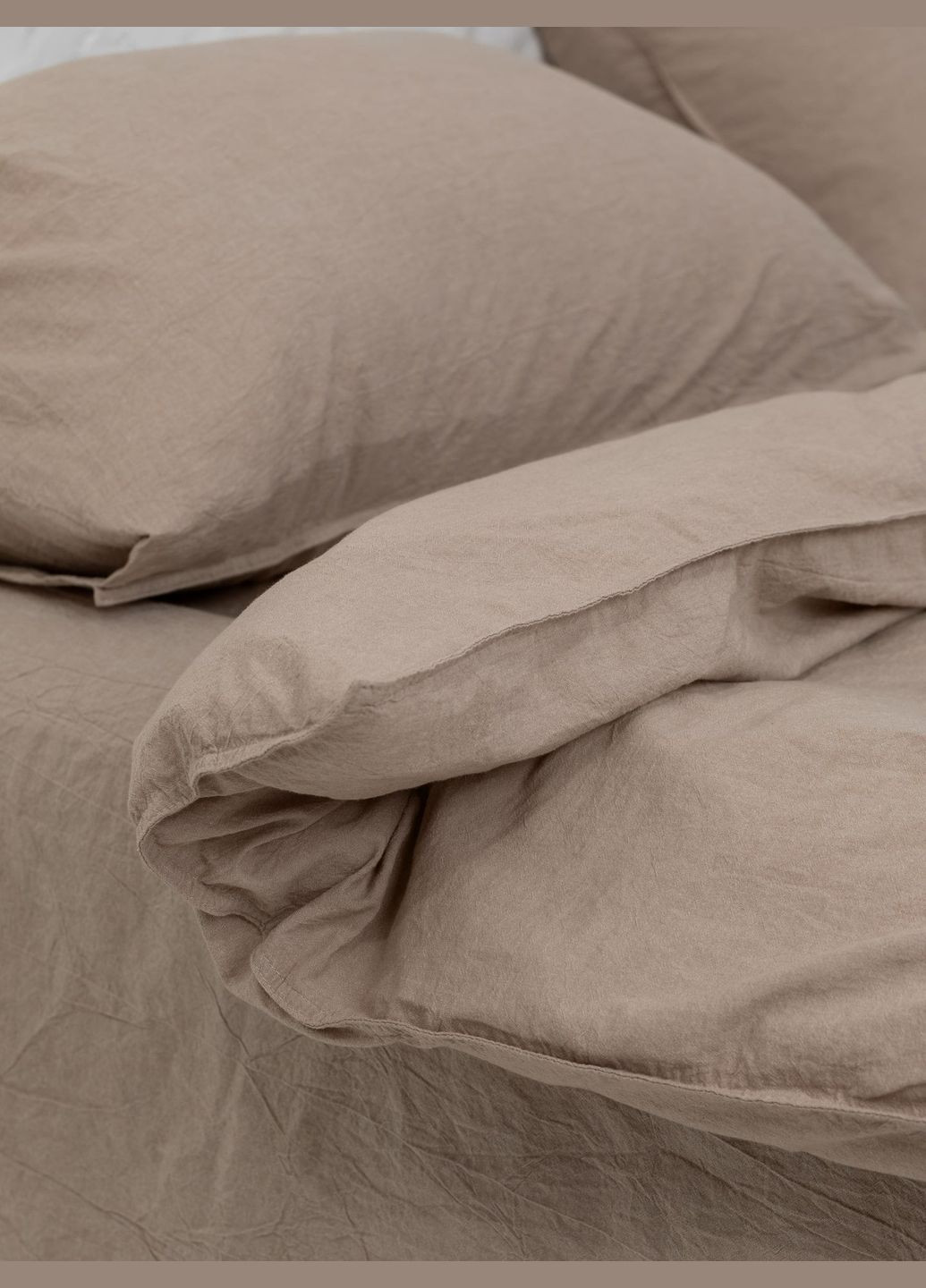 Комплект белья из вареного хлопка Almond полуторный, Простыня с резинкой 180х200 Leglo (300370665)