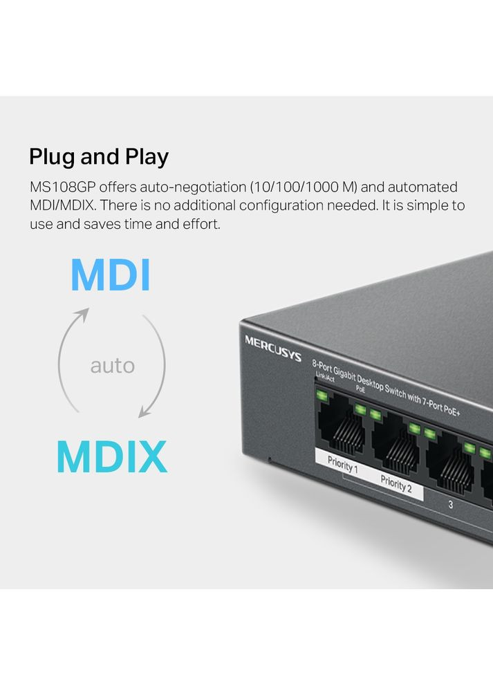 Комутатор MS108GP Mercusys (370622908)