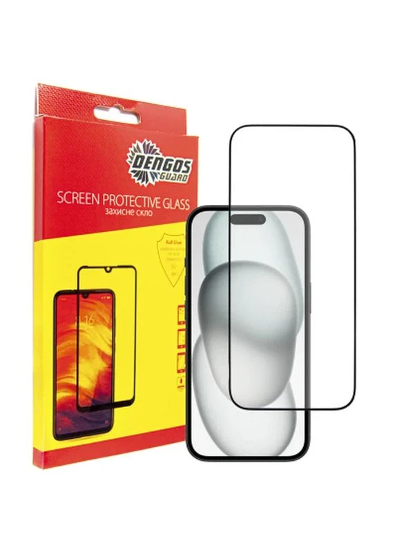 Защитное стекло Full Glue iPhone 15 Pro Max (black) (TGFG-321) DENGOS (399079295)