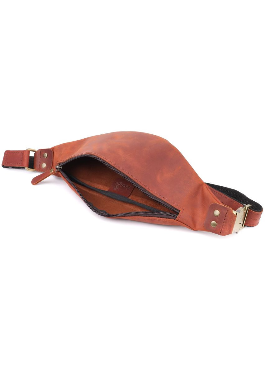 Мужская практичная бананка из натуральной винтажной кожи 23131 Рыжий Shvigel (338421591)