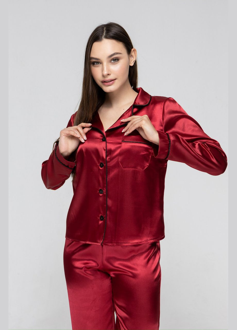 Бордовая всесезон пижама (рубашка + брюки) рубашка + брюки GorLin