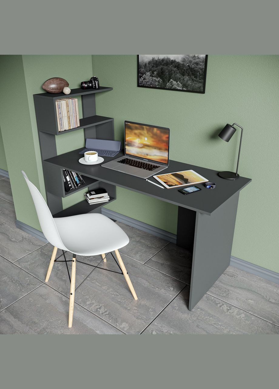 Стіл комп'ютерний, письмовий стіл з полицями ST-0024 від MORELI (335424829)