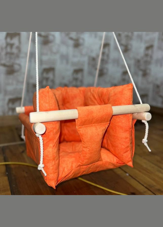 Подвесные хлопчатобумажные детские качели «Премиум» оранжевого цвета (gs8492) Gold Swing (290049035)