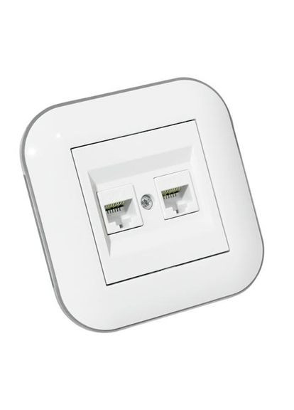 Розетка комп'ютерна двійна (CAT6) LOFT білий+сірий Ovivo Electric (346088159)