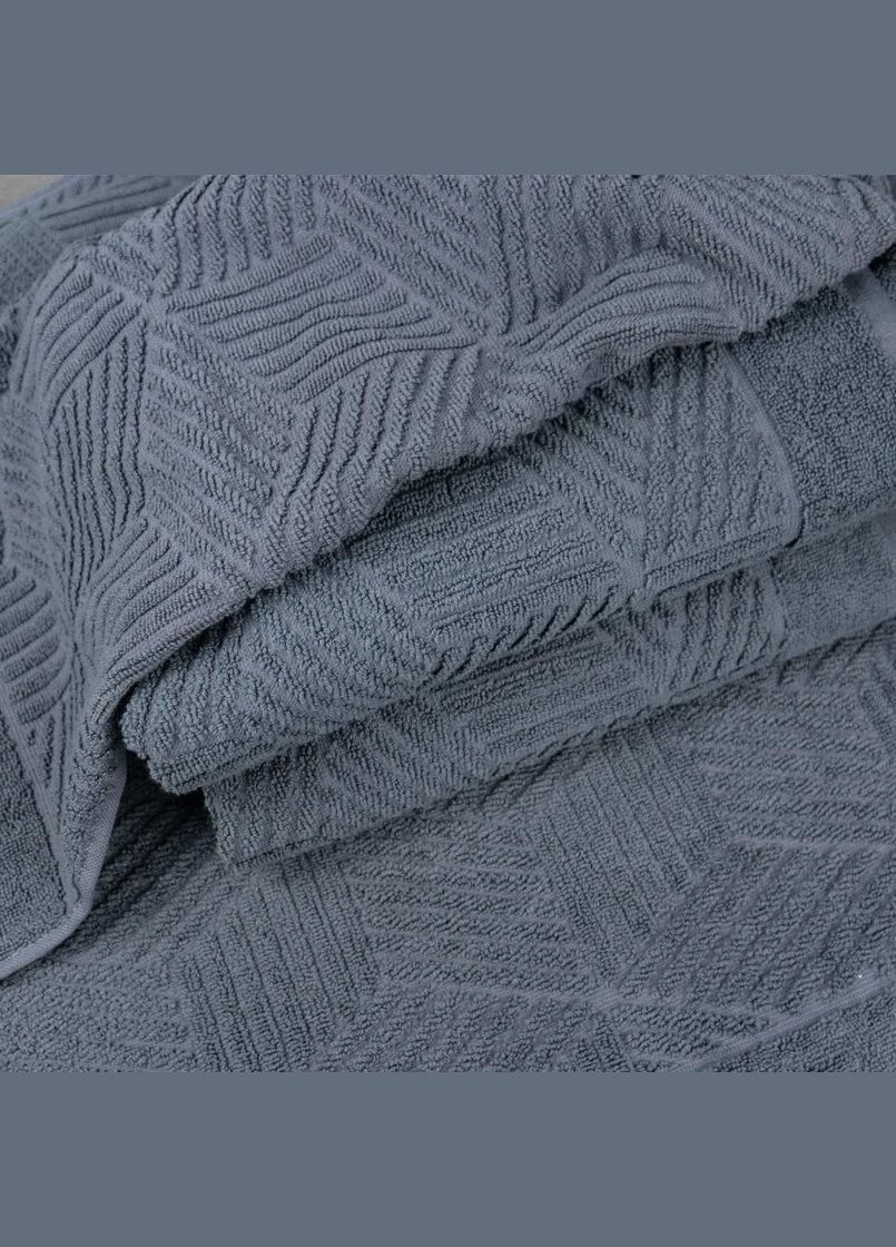 GM Textile махровий рушник для обличчя та рук уельс 50х90см 500г/м2 (темносірий) темно-синій виробництво - Узбекистан