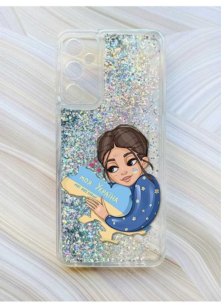 Чохол з плаваючими блискітками на Samsung Galaxy A34 5G (A346) Сріблястий:: Моя Україна (принт 2) CASE CONTROL (360657972)