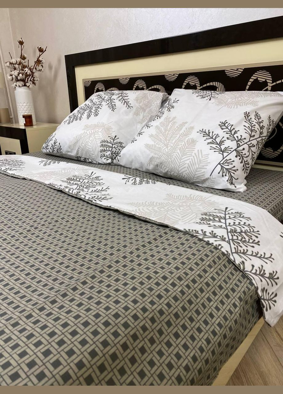 Постельное белье хлопковое Цветы Двуспальное 180 x 220 Бязь Белое 50 х 70 No Brand (278274723)