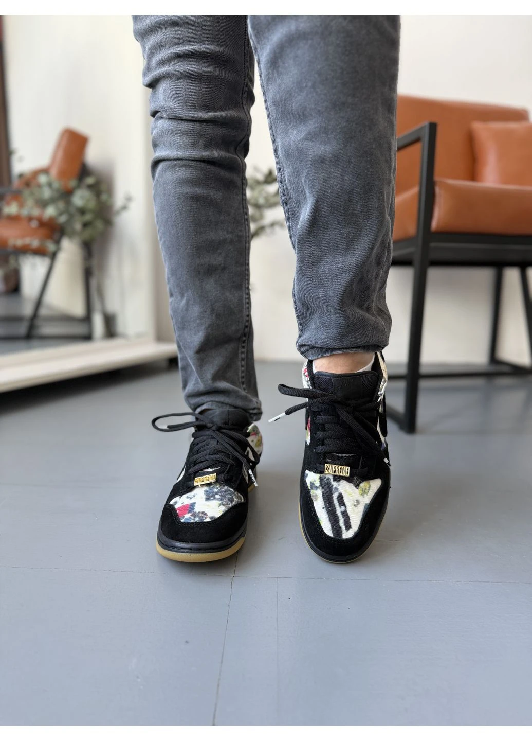Комбіновані кросівки чоловічі nike supreme x sb dunk low rammellzee найк сб данк демісезон No Brand