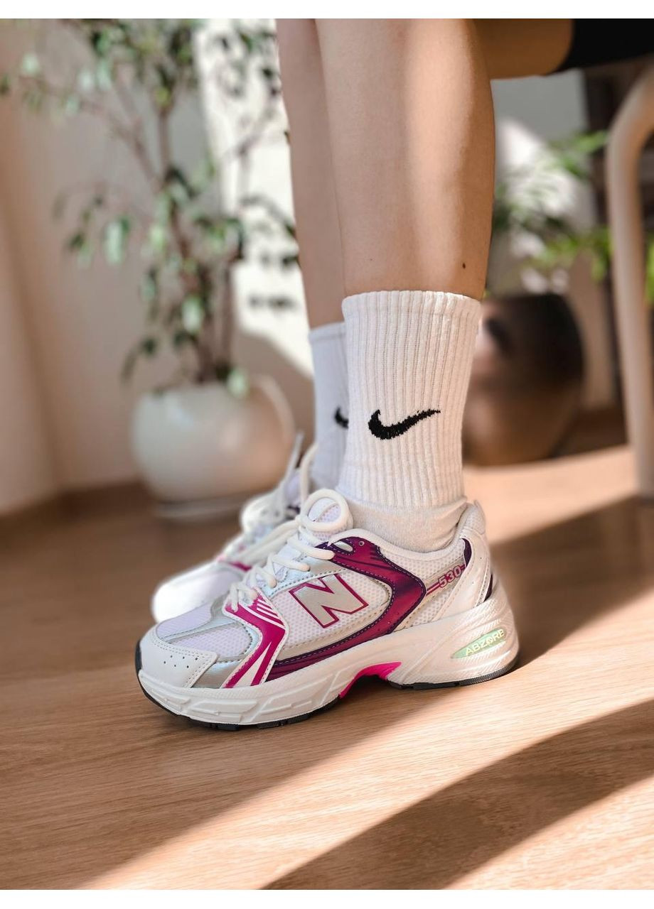 Білі Осінні кросівки чоловічі new balance 530 silver crimson нью беланс 530 No Brand