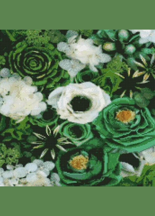 Алмазна картина за номерами Зелені відтінки квітів 50х50 см GA0001 ( ) Strateg (328945257)