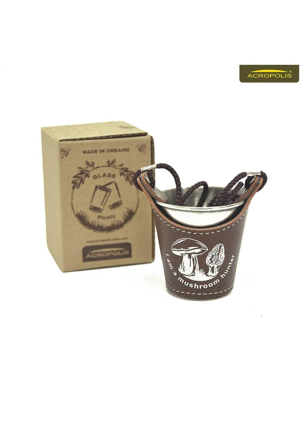 Чарка металева сувенірна в чохлі « I am a mushroom hunter», об'єм - 70мл, SHM-1zg Acropolis (329741057)