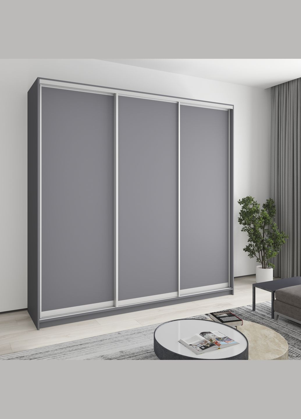 Шафа-купе тридверна Уні AL 3ДСП 240x60x240 см (MBS-1894) MebelStar (346289416)