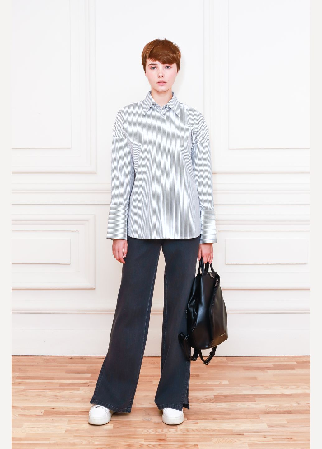 Бавовняна класична сорочка в біло-чорну смужку Ізабела Dolcedonna (308446435)