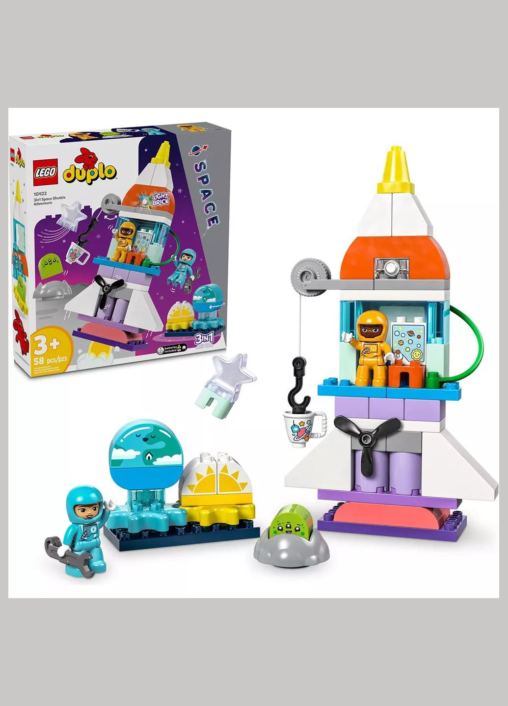 Конструктор Duplo 3в1 Пригоди на космічному шатлі (10422) Lego (333252424)