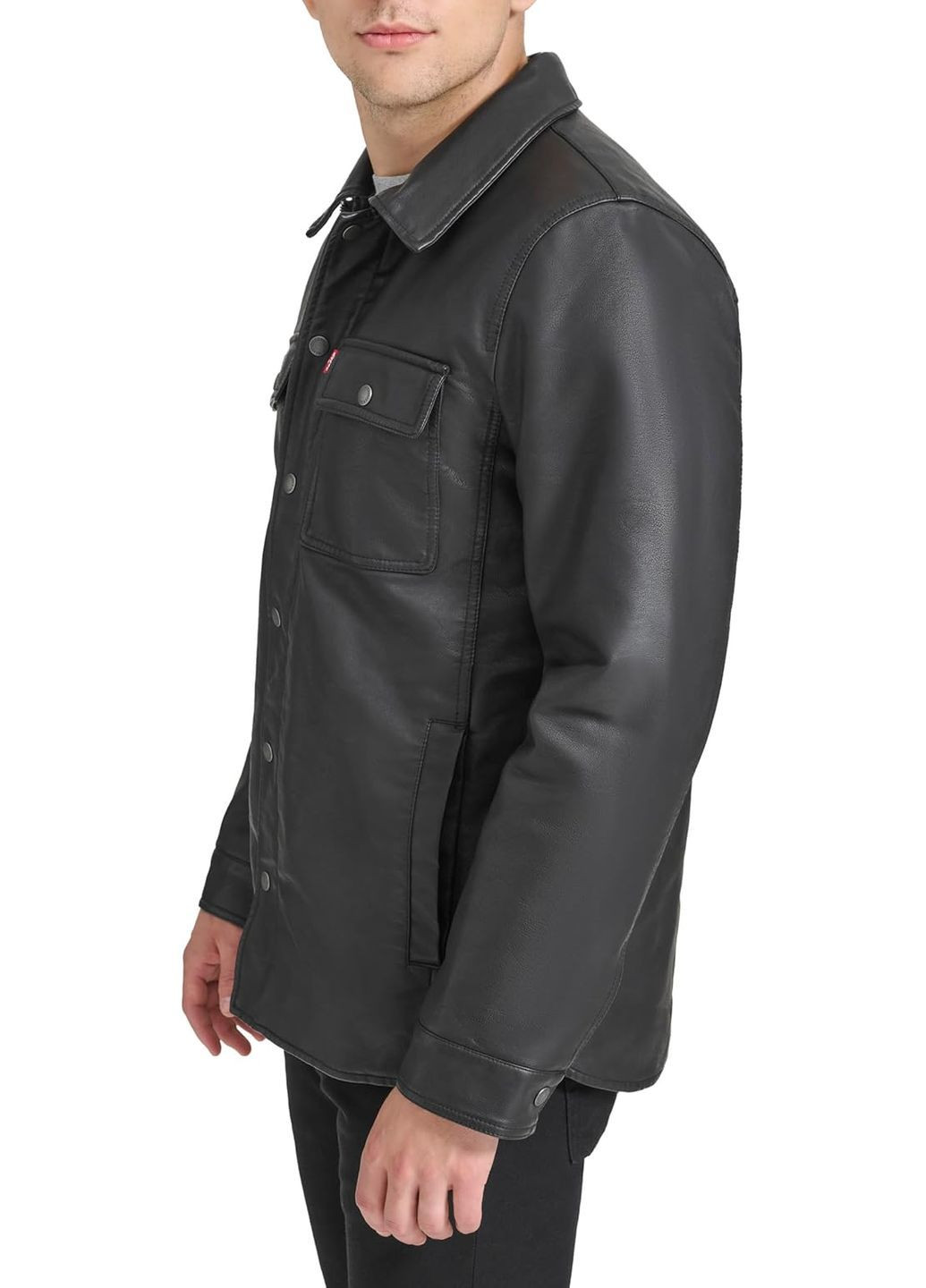 Черная демисезонная куртка демисезонная мужская из искусственной кожи buffed cow faux leather черная куртка-пиджак Levi's