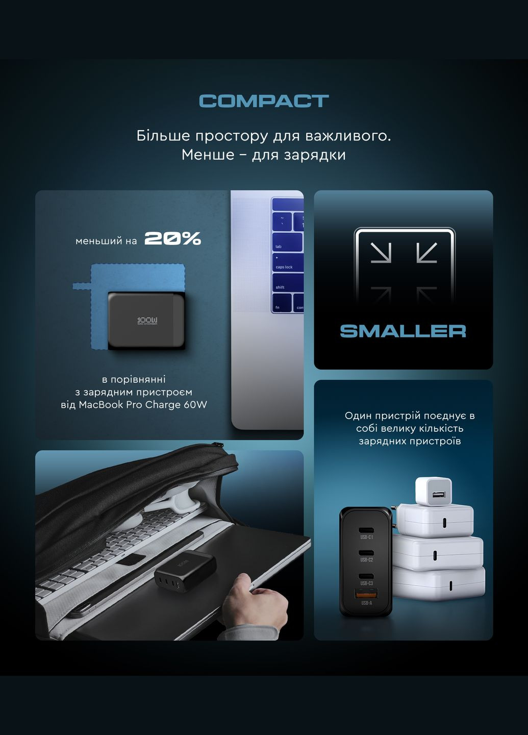 Сетевые зарядные устройства Resolute Power ARP-131 100W GaN Black (ARM70024) ArmorStandart (343049392)