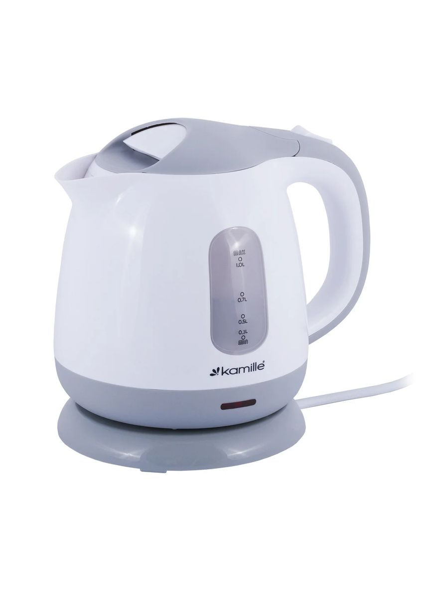 Чайник електричний 1л пластиковий (білий з сірим) KM-1719B Kamille (346600505)