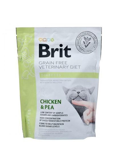 Сухой корм GF VetDiet Cat Diabetes для кошек, при сахарном диабете, с курицей и горохом, 400 г (*) Brit (324835474)