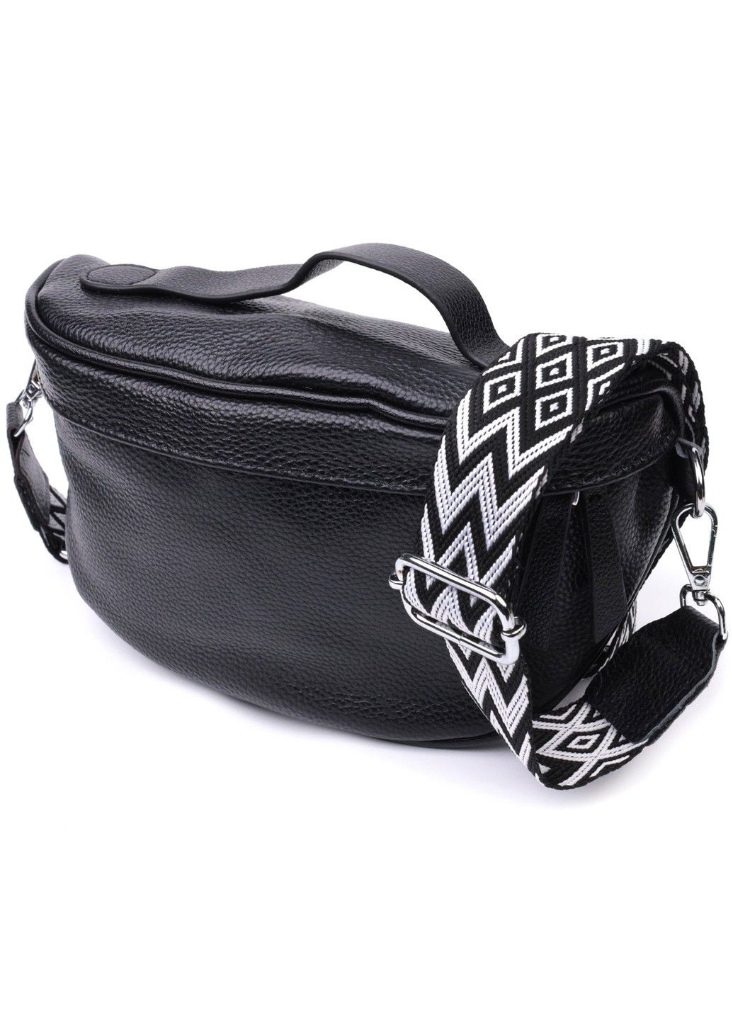 Женская сумка через плечо в классическом цвете из натуральной кожи 22655 Черный Vintage (297983195)